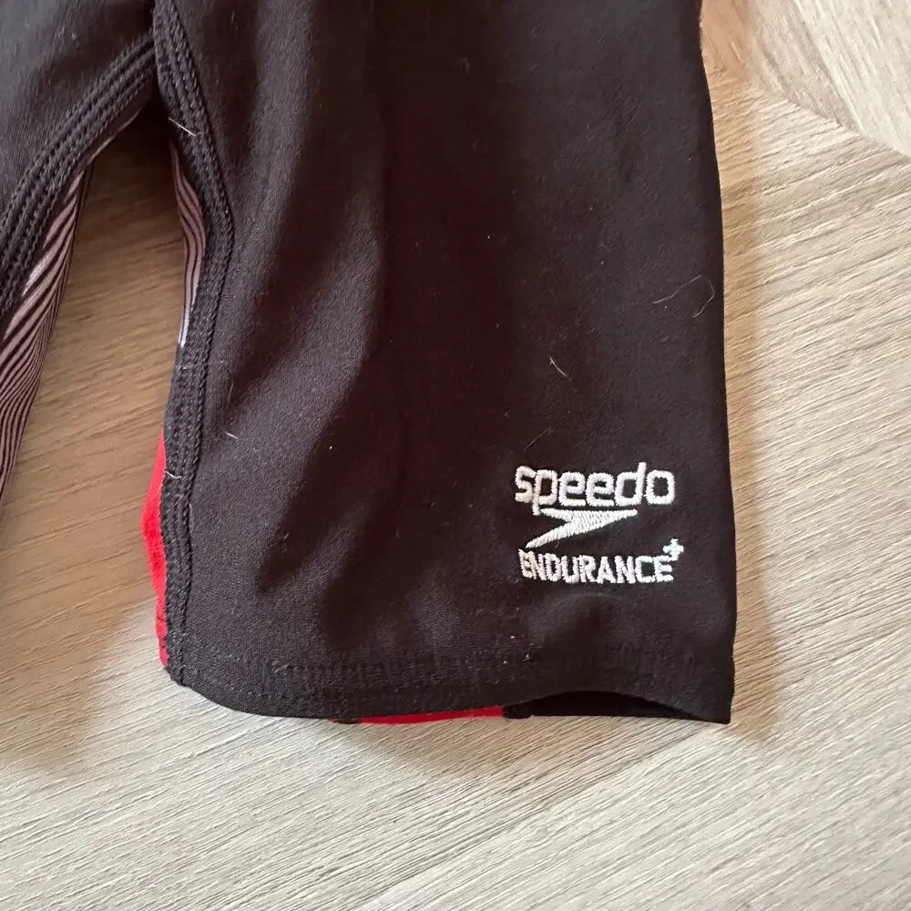 Speedo Black Red Gray Swim Jammers Shorts Swimsuit Racing Suit Boys 22 Endurance